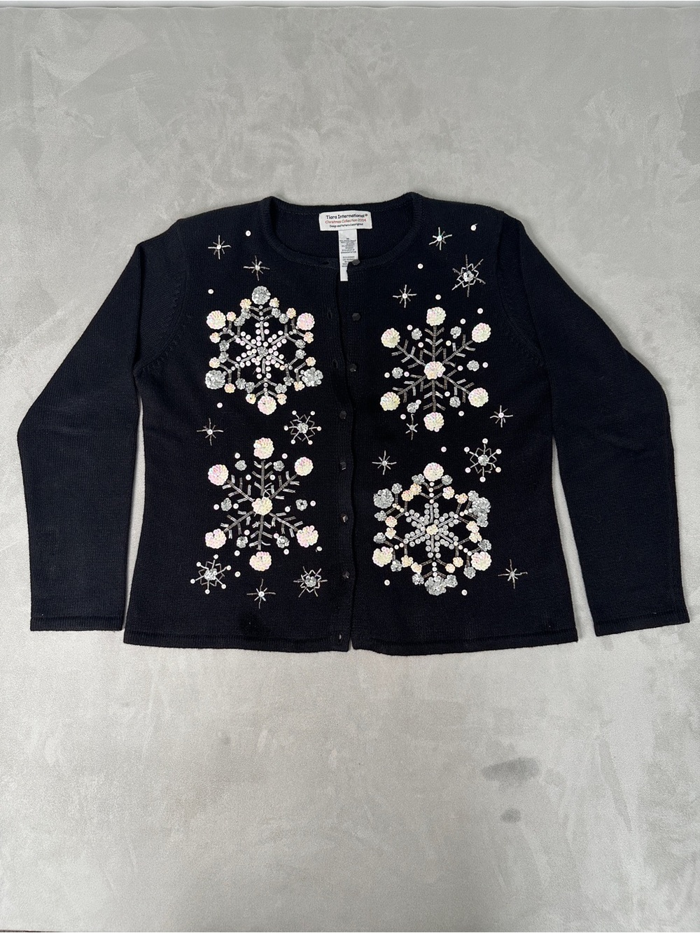 Tiara International vintage beaded Snowflake Cardigan Sweater
